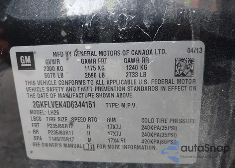 2013 GMC Terrain Slt-1 из США, поврежденный, VIN 2GKFLVEK4D6344151